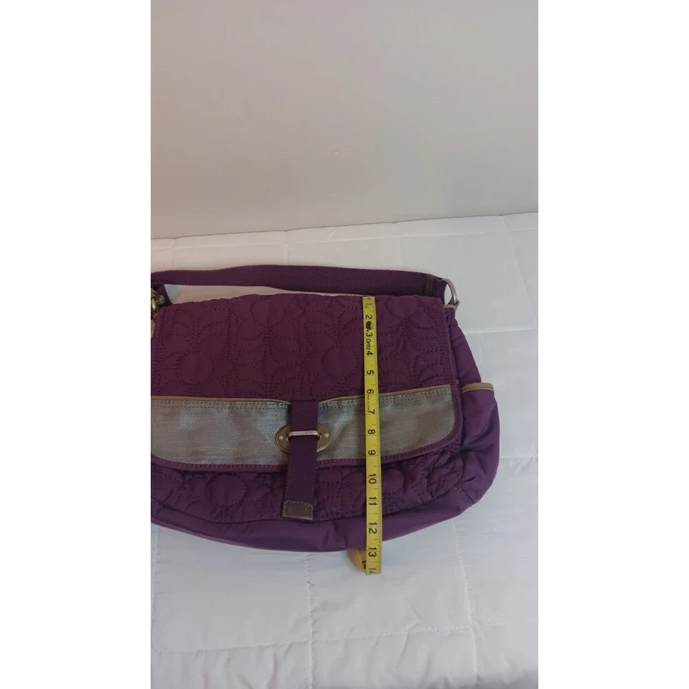 Fossil Key Per Purple/Silver Quilted  Crossbody Messenger Bag